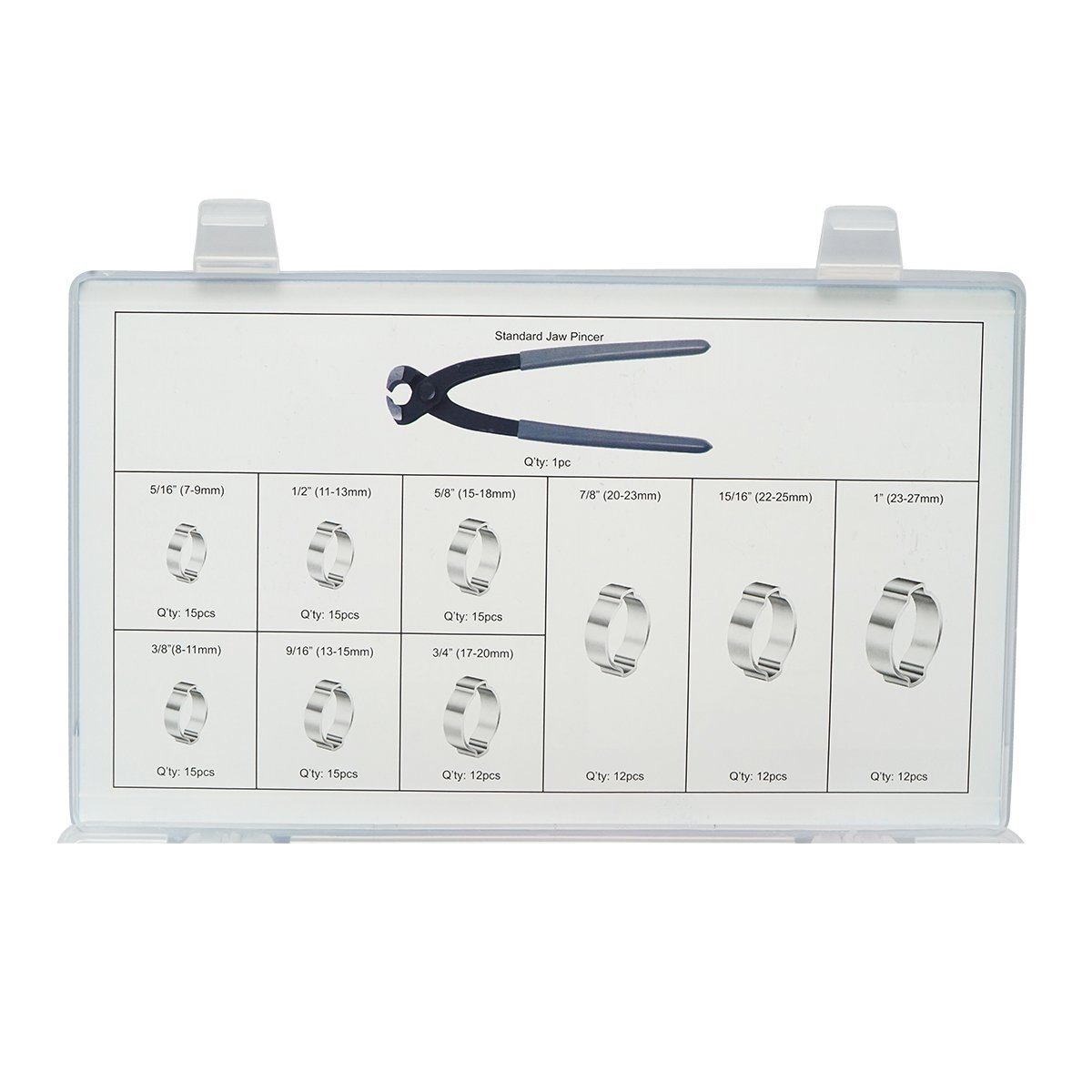 Trusa 124 coliere pentru furtun si cleste inclus Breckner Germany